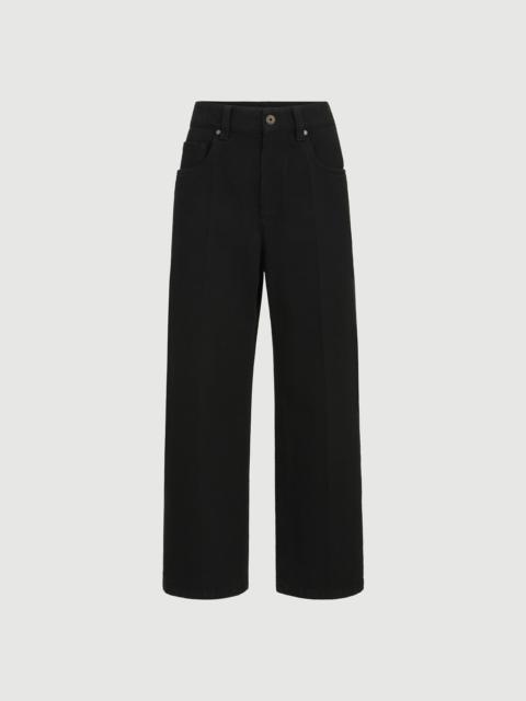 Brunello Cucinelli Dyed denim contemporary square trousers with monili
