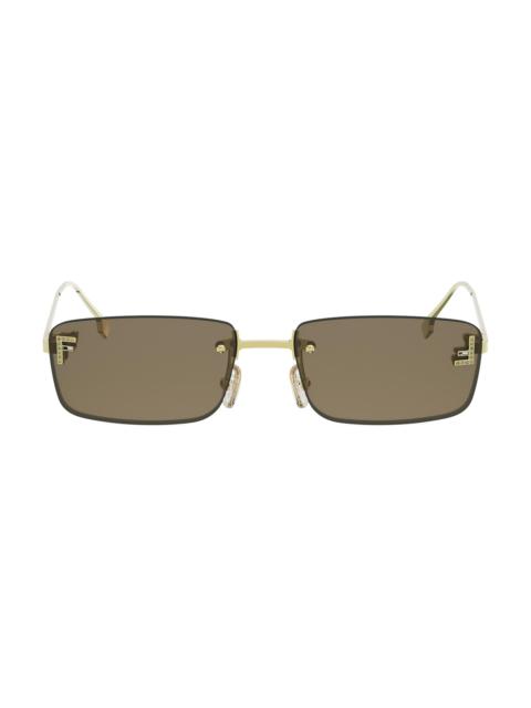 FENDI Women's First Crystal 54MM Metal Rectangular Sunglasses - Gold And Brown