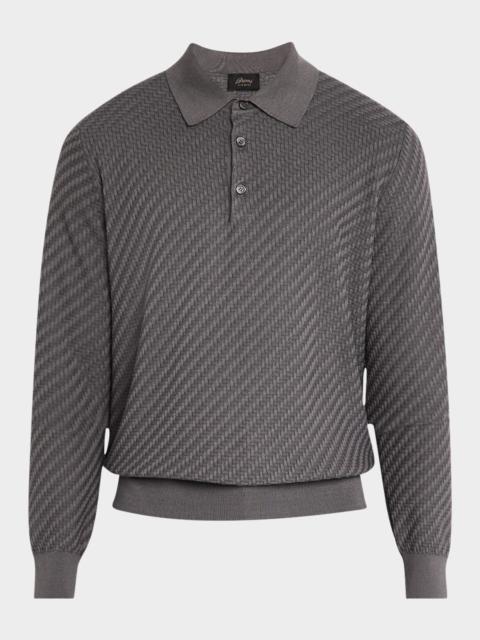 Brioni Men's Basketweave Polo Sweater
