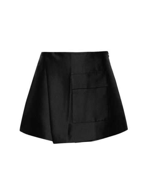 overlapping-panel crepe mini shorts