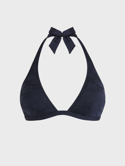 Vilebrequin WOMEN HALTER BIKINI TOP TURTLE MONOGRAM JACQUARD