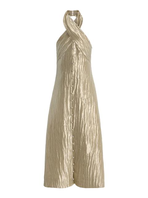 ROSIE ASSOULIN Exclusive Twisted Lamé Maxi Halter Dress