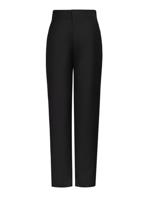 Johanna Ortiz Woven Story Wool Straight-Leg Pants black