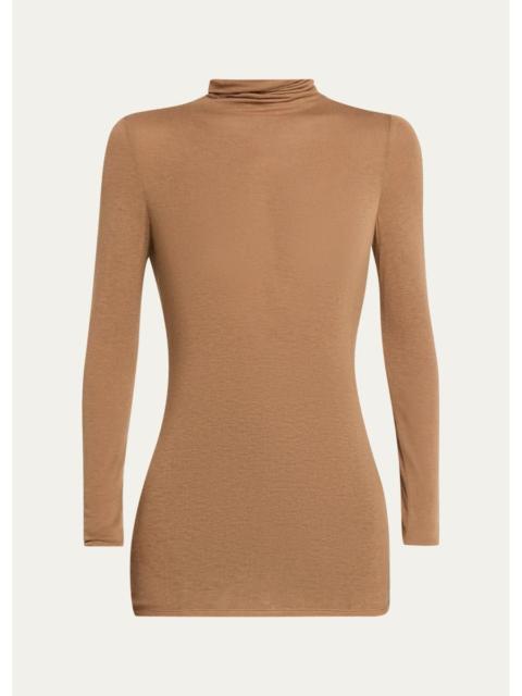 Lafayette 148 New York Elongated Viscose-Cashmere Jersey Turtleneck