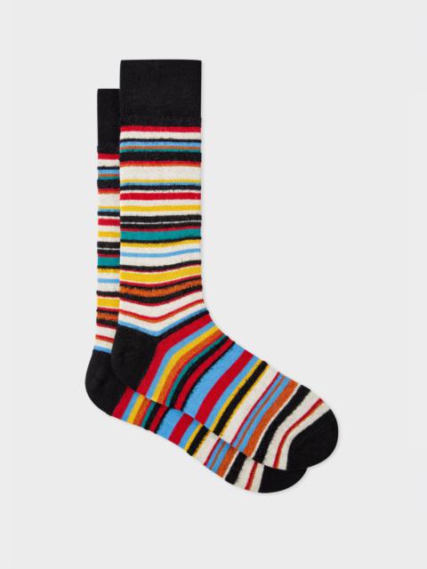 Men's Wool-Cashmere Blend Signature Stripe Socks