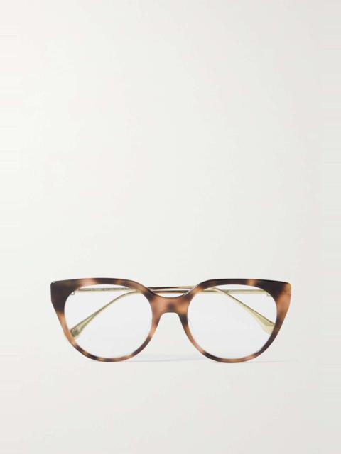 FENDI Cat-eye tortoiseshell acetate and gold-tone optical glasses