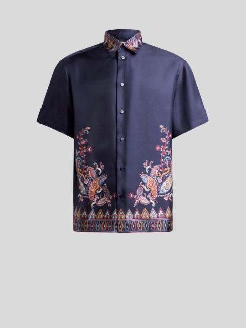 Etro SHORT-SLEEVED SILK SHIRT WITH PLACED PRINT