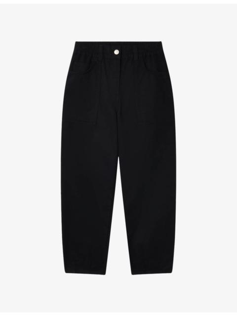 WHISTLES Tessa Elasticated-Waist Stretch Cotton-Blend Trousers
