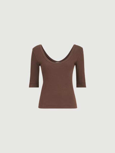 Brunello Cucinelli Stretch cotton ribbed jersey T-shirt with monili