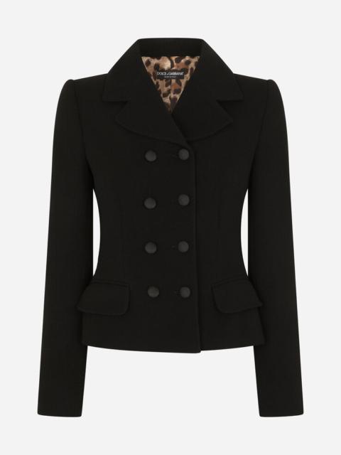 ジャケット Dolce&Gabbana SHORT DOUBLE-BREASTED WOOL CREPE JACKET Short double-breasted wool crepe jacket in Black for Women