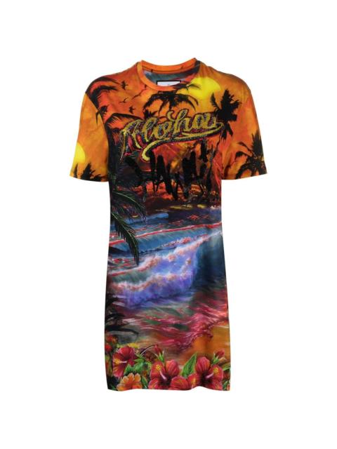 Hawaii-print T-shirt dress