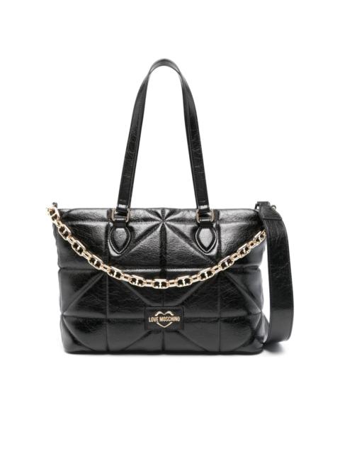 Moschino logo-lettering quilted tote bag