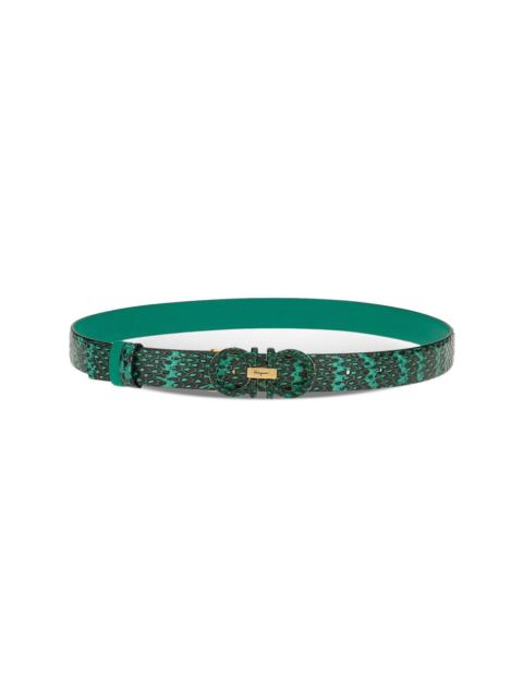 Gancini leather snakeskin-effect belt