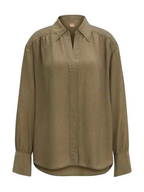 BOSS RELAXED-FIT BLOUSE WITH CONCEALED PLACKET AND POINT COLLAR