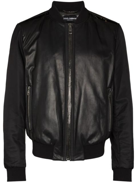 Dolce & Gabbana panelled leather bomber jacket