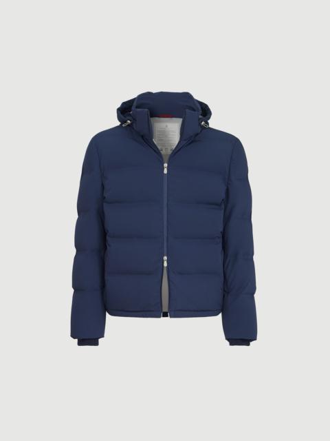 Brunello Cucinelli Stretch bonded nylon down jacket with heat-bonded seams and detachable hood