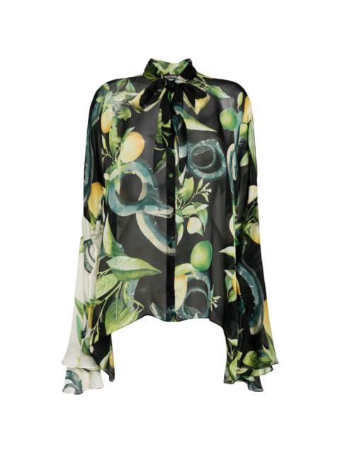 graphic-print silk shirt