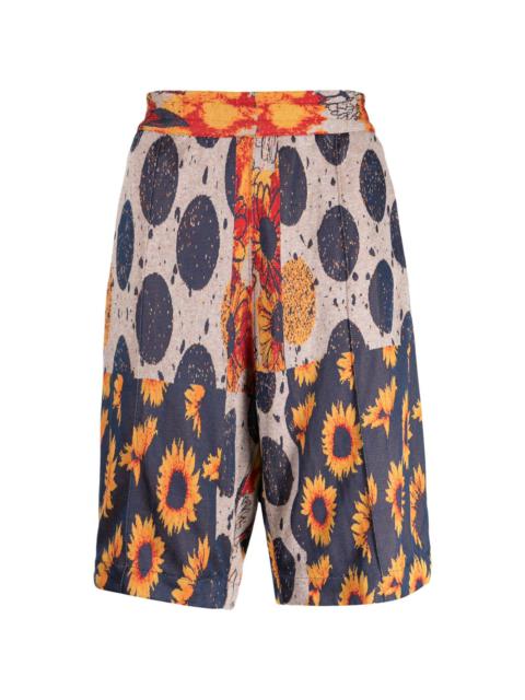 Engineered Garments mix-print crop-crotch shorts