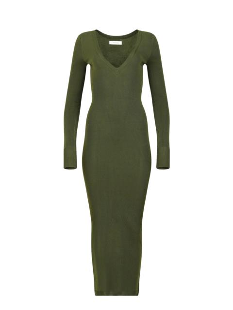 entire studios LONG SLEEVE V NECK MIDI MOSS