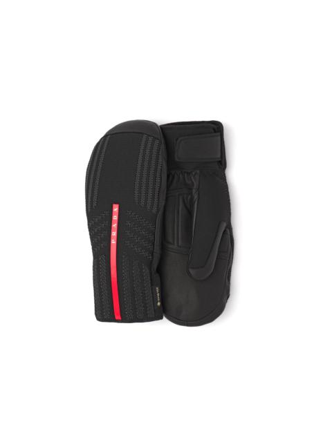 Prada GORE-TEX, leather and knit ski mittens