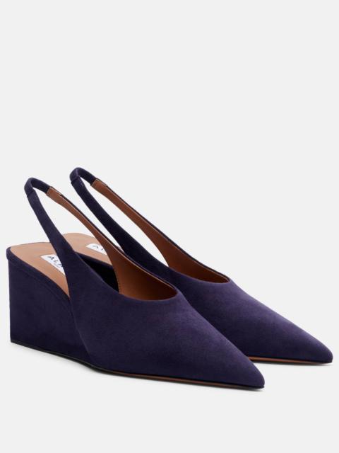 Alaïa Cube suede wedge slingback pumps