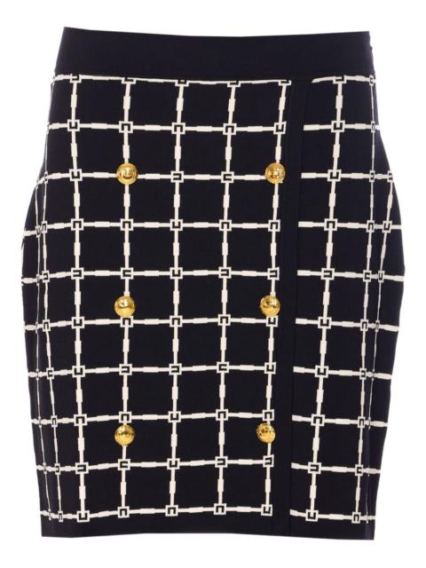 ELISABETTA FRANCHI grid-patterned buttoned mini skirt