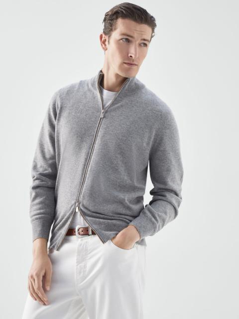 Cashmere turtleneck cardigan with zipper