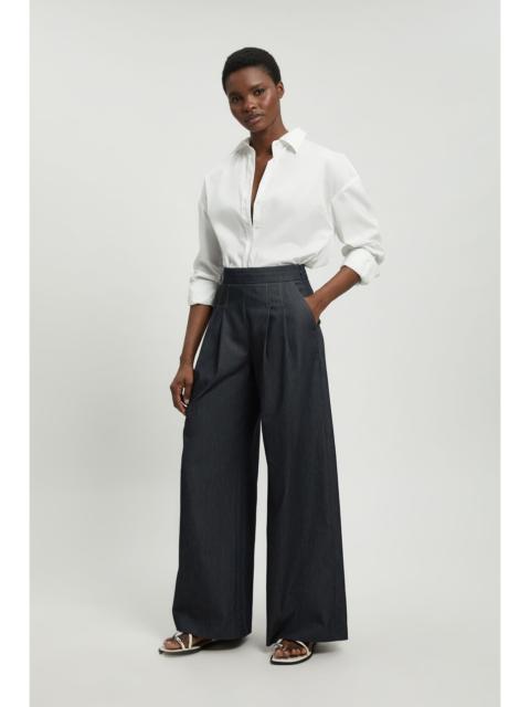 KAREN MILLEN Tailored Denim Wide Leg Pleat Detail Trouser