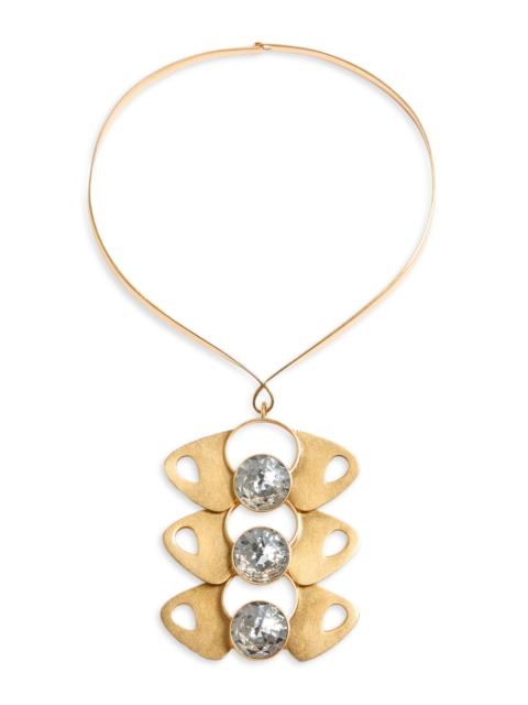 Valentino Women's Pages Necklace in Metal and Crystals - Gold Crystal