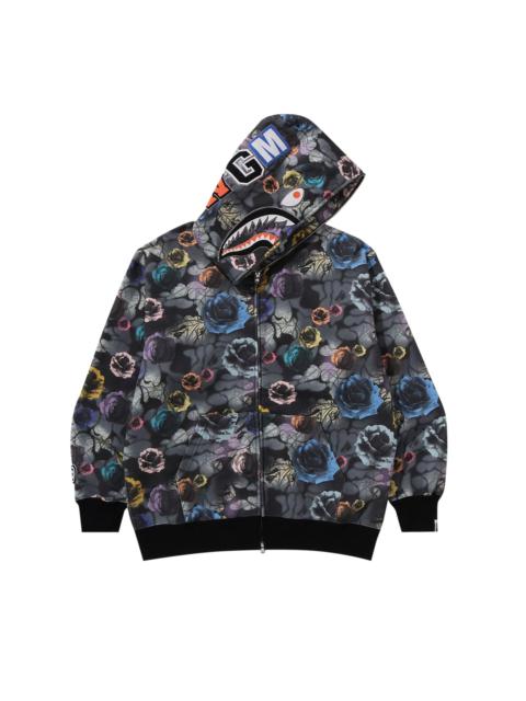 A BATHING APE® BAPE Floral Camo Shark Relaxed Fit Full Zip Hoodie 'Black'