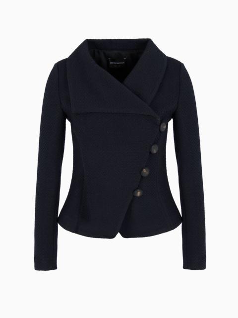 EMPORIO ARMANI Wool-blend jacquard jersey jacket with embossed pattern