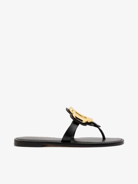 Larroudé Margherita Thong Sandal In Black Leather