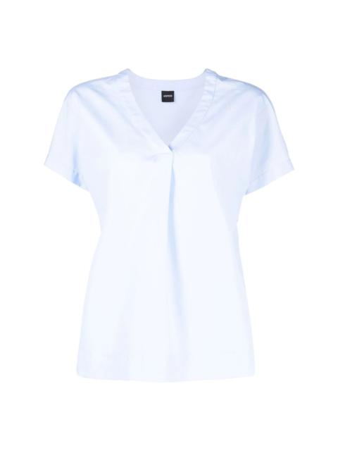 V-neck cotton blouse