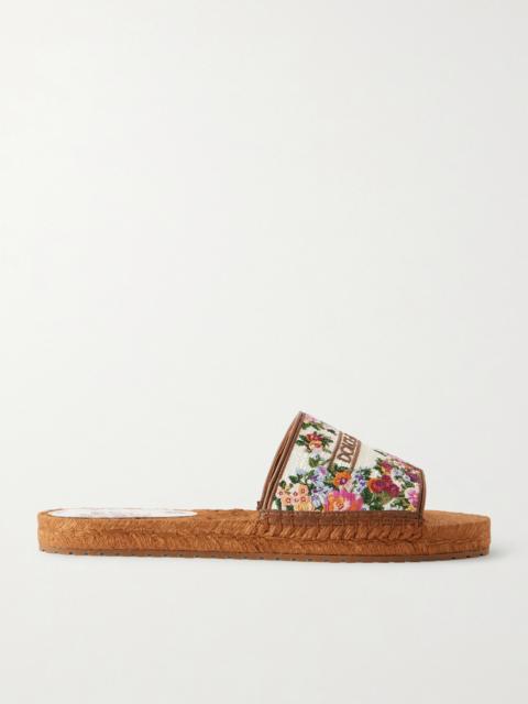 Dolce & Gabbana Leather-trimmed Woven Espadrille Slides
