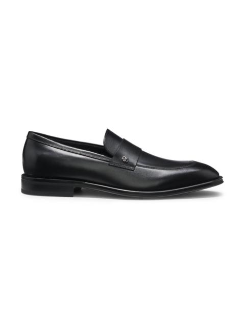 BOSS LEATHER LOAFERS WITH DOUBLE B MONOGRAM TRIM