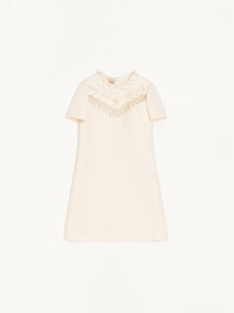 Valentino EMBROIDERED CREPE COUTURE SHORT DRESS