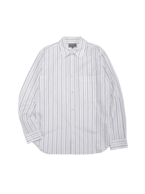 MARGARET HOWELL Basic Shirt Wide Graphic Stripe Cotton White/Charcoal