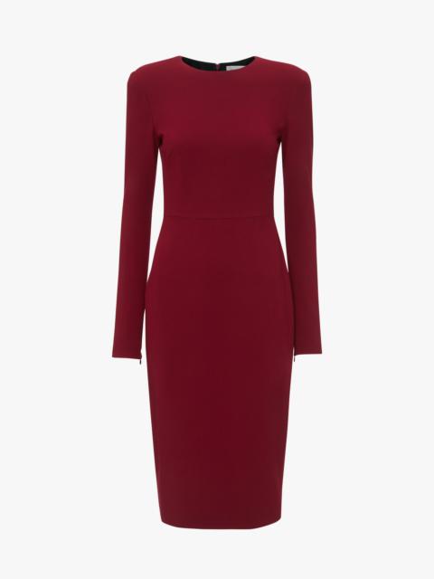 Long Sleeve T-Shirt Fitted Dress In Oxblood