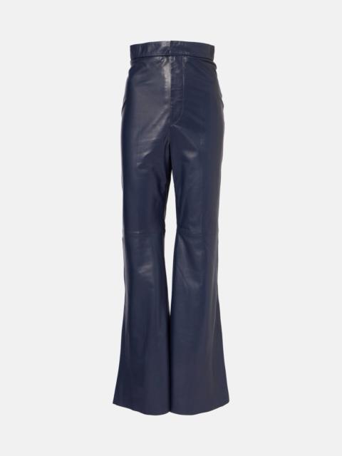 High-rise leather flared pants