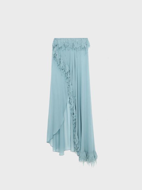 Blumarine LONG SKIRT IN GEORGETTE WITH FRINGES