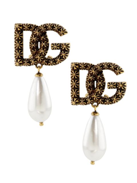 Dolce & Gabbana Women's Goldtone & Imitation Pearl Monogram Drop Earrings - Yellow Gold
