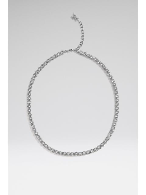 Amina Muaddi TENNIS NECKLACE WHITE CRYSTALS WITH SILVER BASE