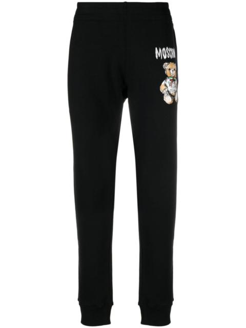 Teddy Bear-print tapered track pants