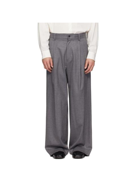 ssstein Gray Wool Flannel Extra Wide Trousers