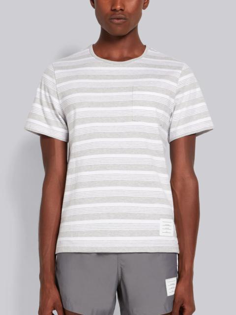 Thom Browne Pastel Grey Striped Jersey Pocket Tee