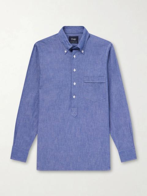 Drake's Button-Down Collar Cotton and Linen-Blend Polo Shirt