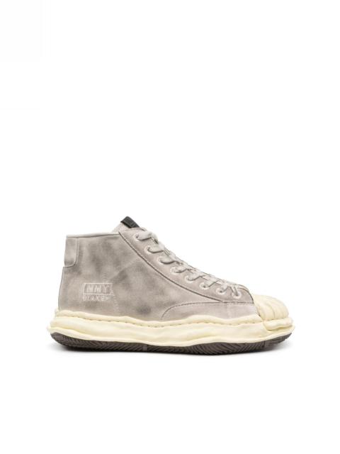 distressed-effect high-top sneakers