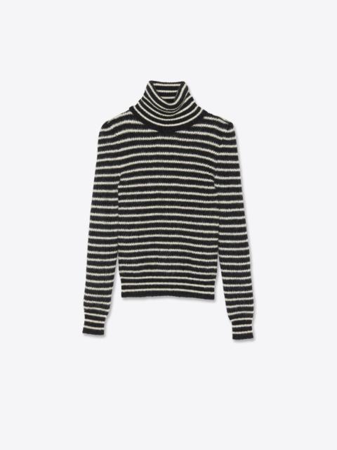SAINT LAURENT striped turtleneck sweater in mohair