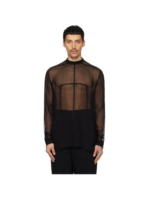 Rick Owens Black Temple Silk Chiffon Fork Shield Top