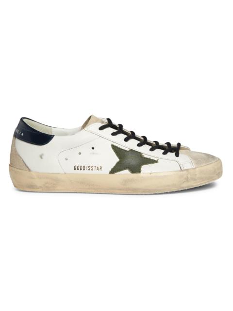 Golden Goose Men's Super Star Leather & Suede Sneakers - White Seed Pearl Green Blue